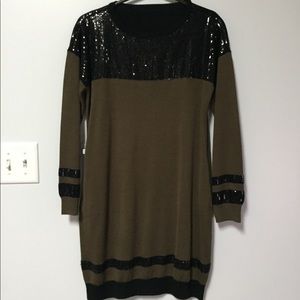 Sequent wool cashmere blend striped sweater dress